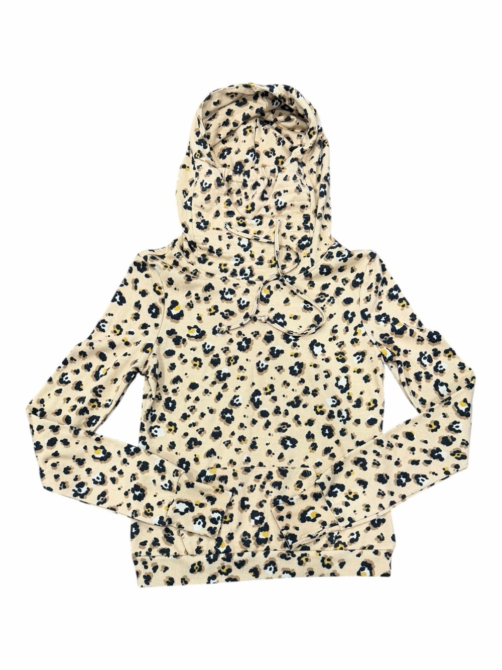 Love, Fire Leopard Print Hooded Pullover Sweater XS
